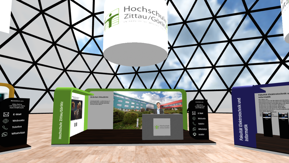Ansicht eines virtuellen Messestands der Hochschule