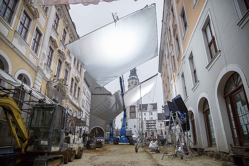 Ein Filmset in der Görlitzer Altstadt.