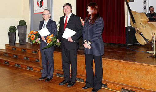 Lehrpreisverleihung 2015: Herr Stöcker, Prof. Dr. Hans-Joachim Kretzschmar, Prof. Dr. Christa Heidger (v.l.n.r.; Fotograf: Jens Freudenberg)