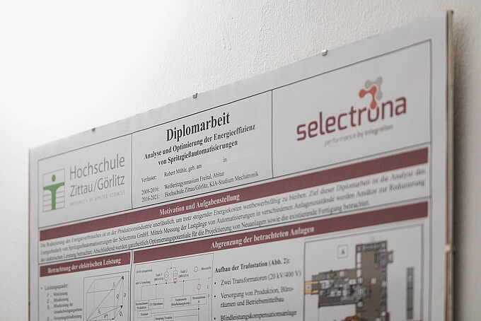 Plakat einer Diplomarbeit der Hochschule Zittau/Görlitz, Thema: Analyse und Optimierung der Energieeffizienz.