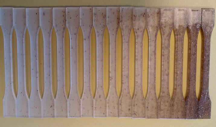 Serie PP mit 0% Fasern bis 50 Vol% Fasern in PP