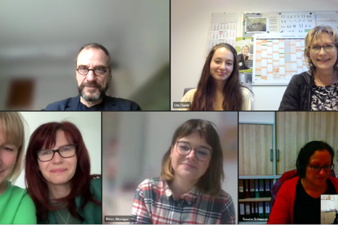 Screenshot vom PP-drei-Team bei einem Online-Meeting.