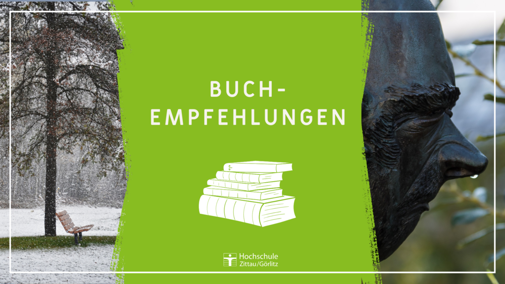 Buchempfehlungen, Bronzeplastik, Bank im Schnee