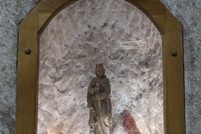 Die heilige Barbara im Bergwerk.