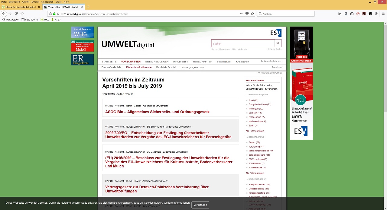 Screenshot des Portals Umwelt digital